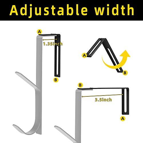 Wehhbtye Adjustable Double Coat Hooks, Thick Cubicle Wall Coat Hooks, Metal Over The Panel Double Hooks Adjusted to Fit 1.35 to 3.5 Inch Thickness (4pcs) - Image 3