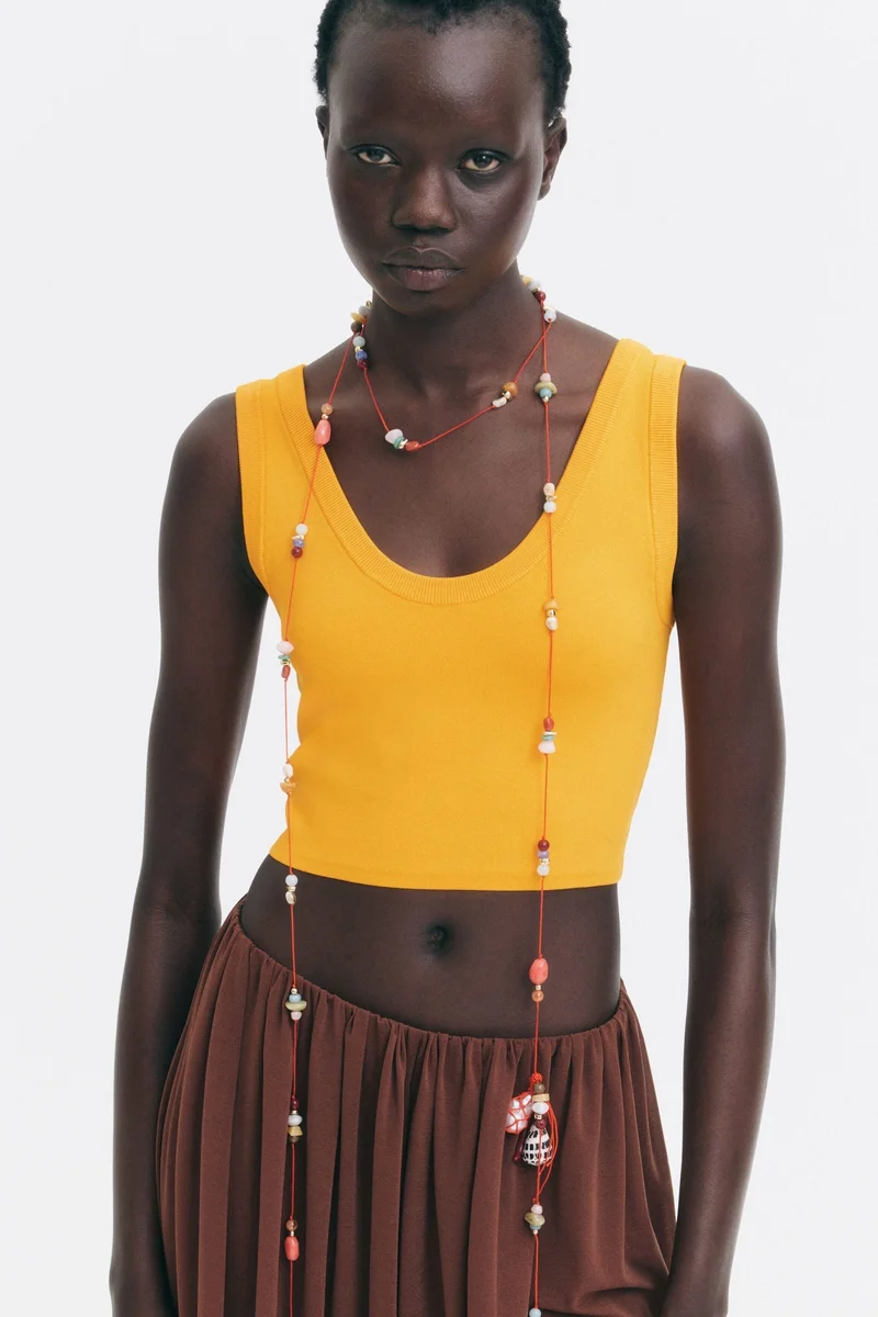 H&M Cropped fine-knit vest top