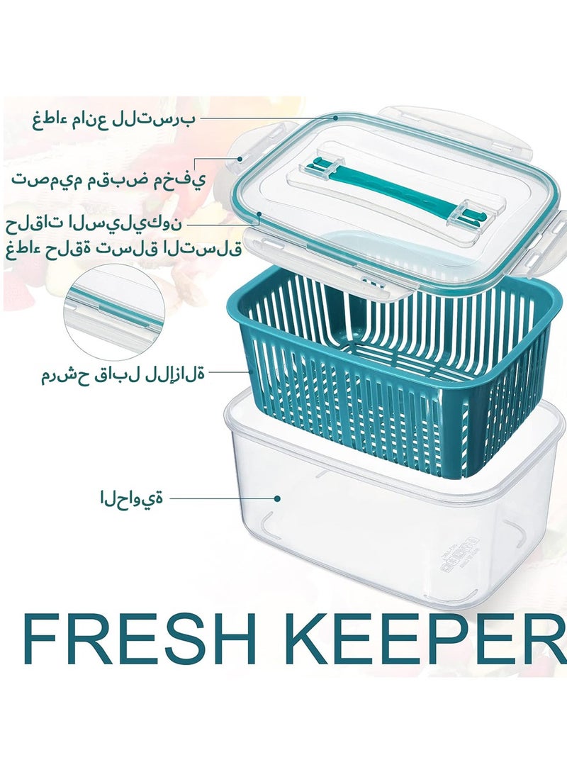 5 Packs Fridge Organizers, Produce Saver with Draining Basket, Fridge Food Storage Container for Refrigerators, Cabinets, Countertops