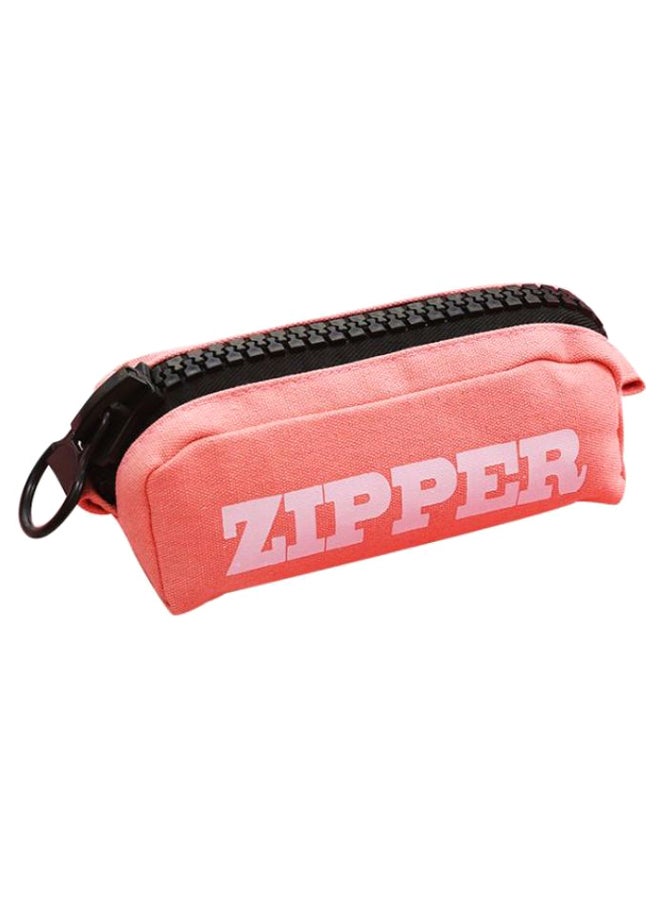 Zipper Letter Printed Pencil Case Pink/White - Image 1