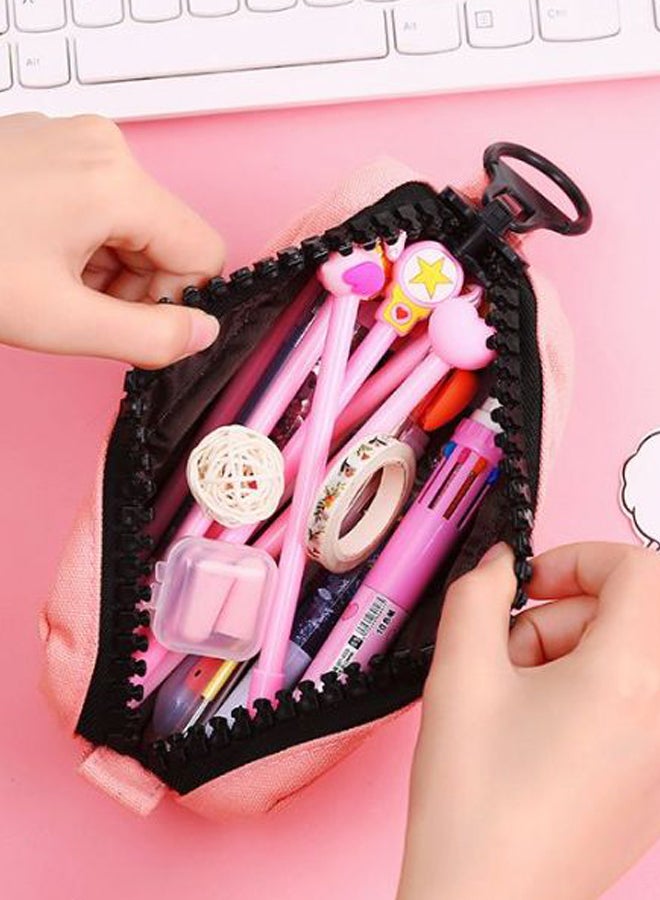Zipper Letter Printed Pencil Case Pink/White - Image 2