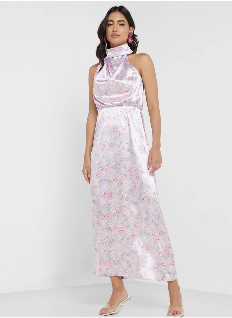 ELLA Floral Halter Midi Dress