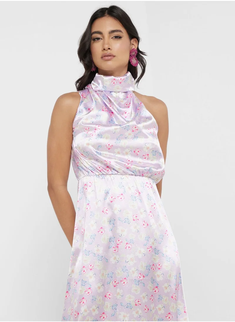 ELLA Floral Halter Midi Dress
