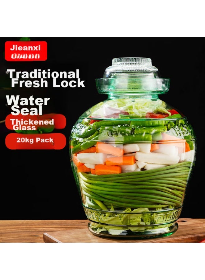 Gianxi Glass Pickle Jar, Thickened Sealed Round Mouth, Pickle Crock, Egg Jar, Glass Wine Bottle, Pickle Jar, 20 Jin Capacity - Image 4