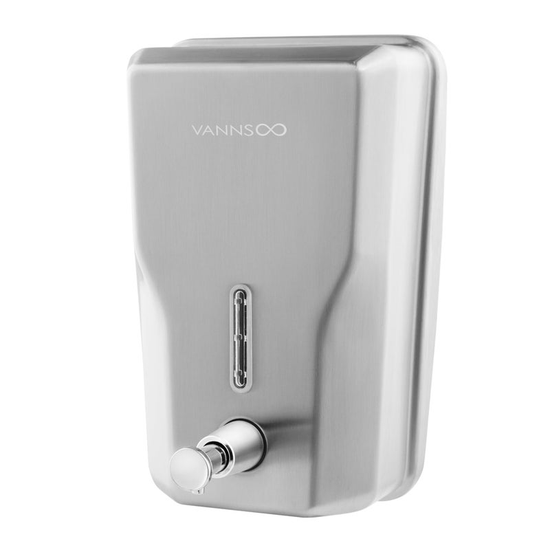 VANNSOO Wall Mount Stainless Steel Soap Dispenser for Bathroom, 48oz (1400ml) Commercial Wall Mounted Metal Liquid Refillable Hand Soap Dispenser - Image 1
