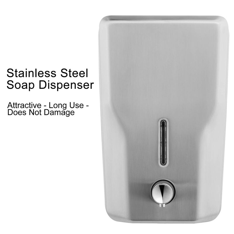 VANNSOO Wall Mount Stainless Steel Soap Dispenser for Bathroom, 48oz (1400ml) Commercial Wall Mounted Metal Liquid Refillable Hand Soap Dispenser - Image 2