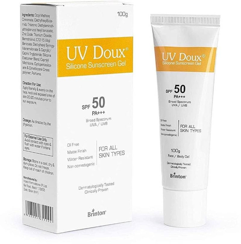 Brinton Healthcare UvDoux Face Body Sunscreen gel with SPF 50 PA in Matte Finish and Oil Free Formula Protection against UVAUVB Rays100gm x Pack of 4 - Image 2