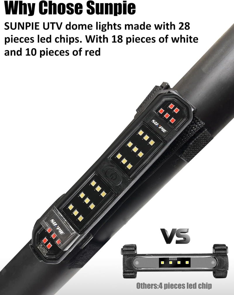 SUNPIE UTV Interior Light Rechargeable SXS Roll Bar Dome Light w/Magnetic Compatible with Polaris(RZR) Talon/Pioneer CanAm(All Model) Kawasaki(Teryx/Mule) Golf Cart Yamaha Wrangler, 2 Packs Stable inert material - Image 3