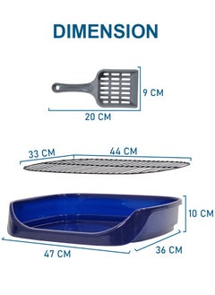 MAJIBAO Small dog toilet, Dog potty with Stainless Steel grid and scoop, Dog toilet training for small dogs, Indoor and outdoor use keep your floor clean (Blue) 47 cm L  - Image 2