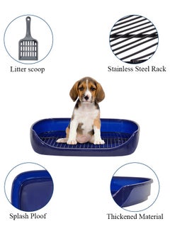 MAJIBAO Small dog toilet, Dog potty with Stainless Steel grid and scoop, Dog toilet training for small dogs, Indoor and outdoor use keep your floor clean (Blue) 47 cm L  - Image 4