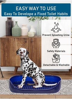 MAJIBAO Small dog toilet, Dog potty with Stainless Steel grid and scoop, Dog toilet training for small dogs, Indoor and outdoor use keep your floor clean (Blue) 47 cm L  - Image 5