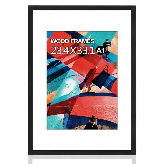 A1 POSTER FRAME234X331 NATURAL SOILD WOOD BLACK PICTURE FRAMES WITH POLISHED PLEXIGLASSEASY TO HANGDISPLAY PICTURE A1 WITHOUT MAT OR A2 WITH MAT FOR WALL MOUNTING HORIZONTALLY AND VERTICALLY