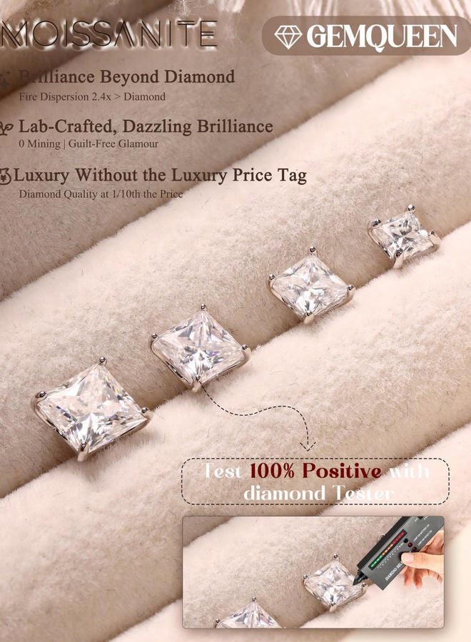 GEMQUEEN Moissanite Earrings Studs : 18K Gold Plated S925 Sterling Silver Stud Earring for Women Men Moissanite Jewelry Hypoallergenic Brilliant Round Princess Cut D Color VVS1 1CT-4CT, 2.0CTW(1.0ct - Image 3