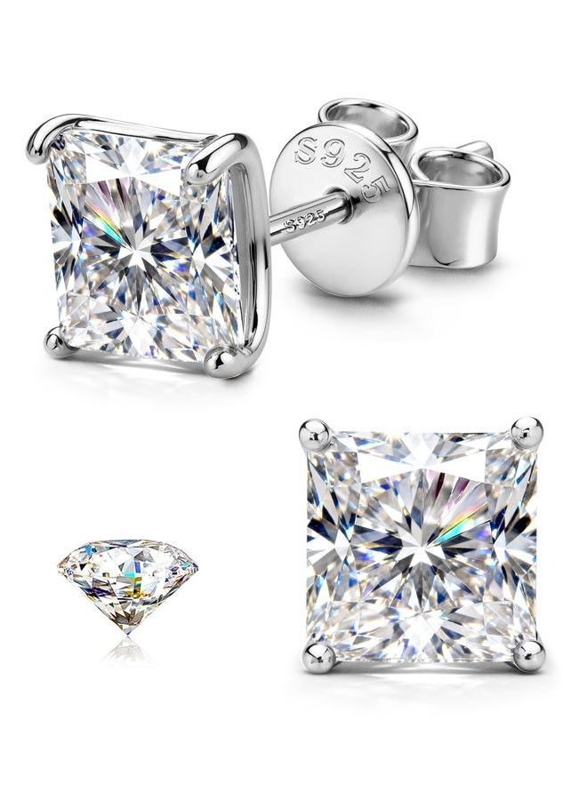 GEMQUEEN Moissanite Earrings Studs : 18K Gold Plated S925 Sterling Silver Stud Earring for Women Men Moissanite Jewelry Hypoallergenic Brilliant Round Princess Cut D Color VVS1 1CT-4CT, 2.0CTW(1.0ct - Image 1