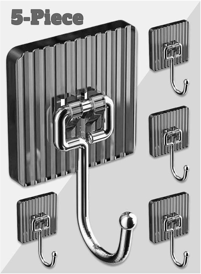 HOMESTAR 5-Piece Wall Hooks - Heavy Duty Self Adhesive Translucent For Kitchen, Bathroom, Bedroom - Image 1