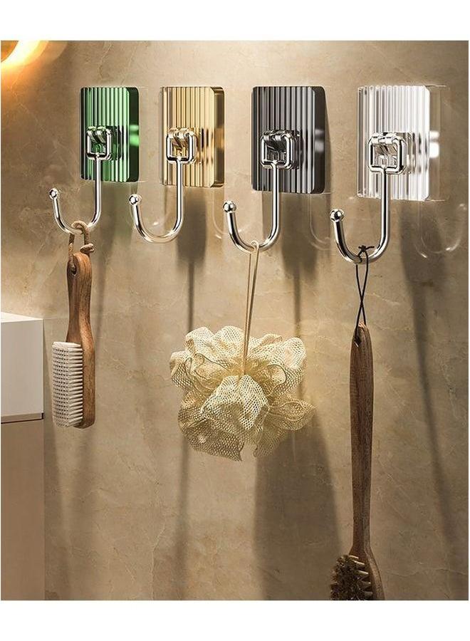 HOMESTAR 5-Piece Wall Hooks - Heavy Duty Self Adhesive Translucent For Kitchen, Bathroom, Bedroom - Image 3