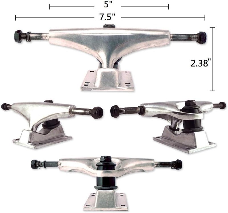 VJ Skateboard Truck and Wheel, 5.0 Skateboard Trucks 127mm Trucks w/Skateboard Cruiser Wheel 60mm, Skateboard Bearings, Skateboard Screws, Skateboard Riser Pads - Image 3