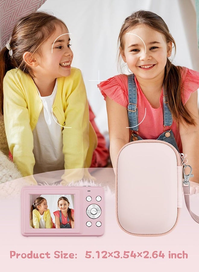 Wffo Camera Case for Digital Camera CAMKORY DC403 FHD 1080P/ KODAK PIXPRO FZ55/ FZ45/ STUOGYUM DC402-AF, Can Store SD Card, Spare Battery, Etc, Storage Travel Carry Cute Case Bag Small (Pink) - Image 3