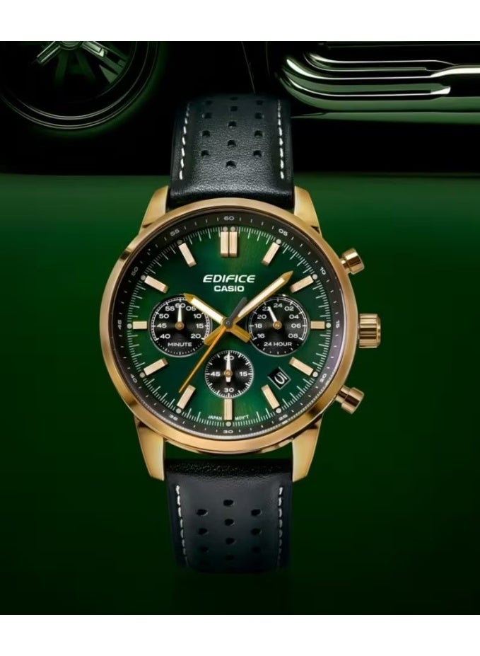 CASIO EDIFICE Chronograph Men's Watch EFR-575CL-3ADF, 47.9 mm Green Dial, Stainless Steel Case & Bracelet, 100 m WR - Image 1