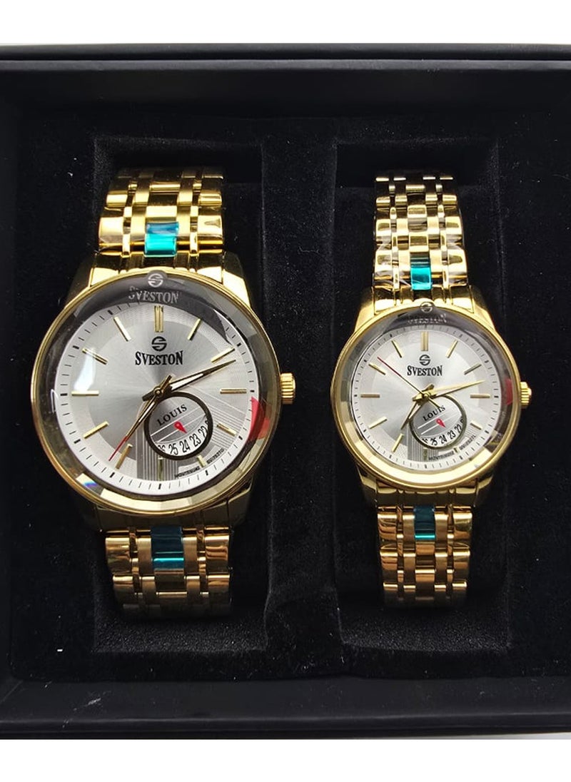 Sveston - Louis Analog Quartz Gold Stainless Steel Couple Set Watch SV7527 - Image 1