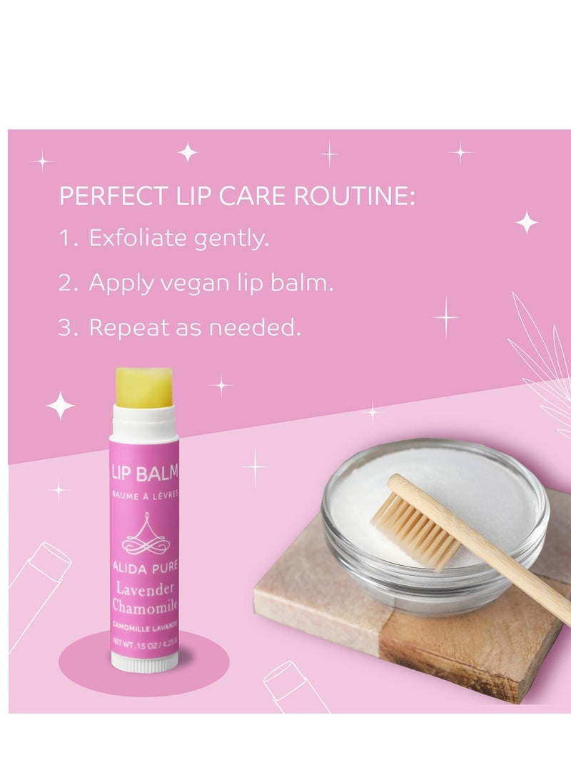 ALIDA PURE - Lavender Chamomile Lip Balm Collection, Vegan Lip Balm Set, Beeswax Free, with Avocado Oil, Organic Jojoba Oil, and Vitamin E, Natural Moisturizer for Dry, Chapped Lips, 3 Tube Set - Image 1