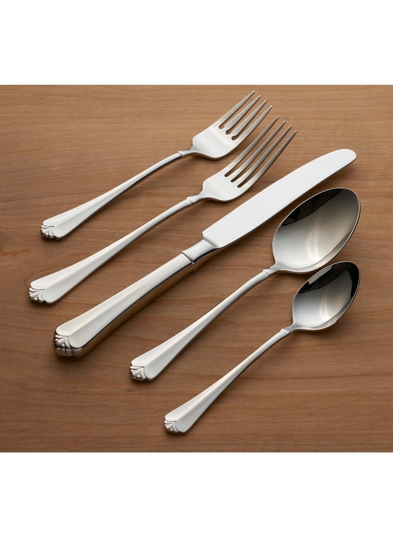 Oneida Golden Juilliard 5 Piece Fine Flatware Set, 18/10 Stainless, Service for 1,Silver - Image 4