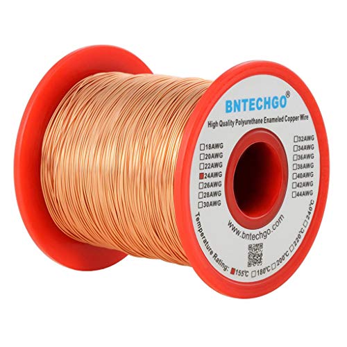 BNTECHGO 24 AWG Magnet Wire - Enameled Copper Wire - Enameled Magnet Winding Wire - 1.0 lb - 0.0197" Diameter 1 Spool Coil Natural Temperature Rating 155℃ Widely Used for Transformers Inductors - Image 1