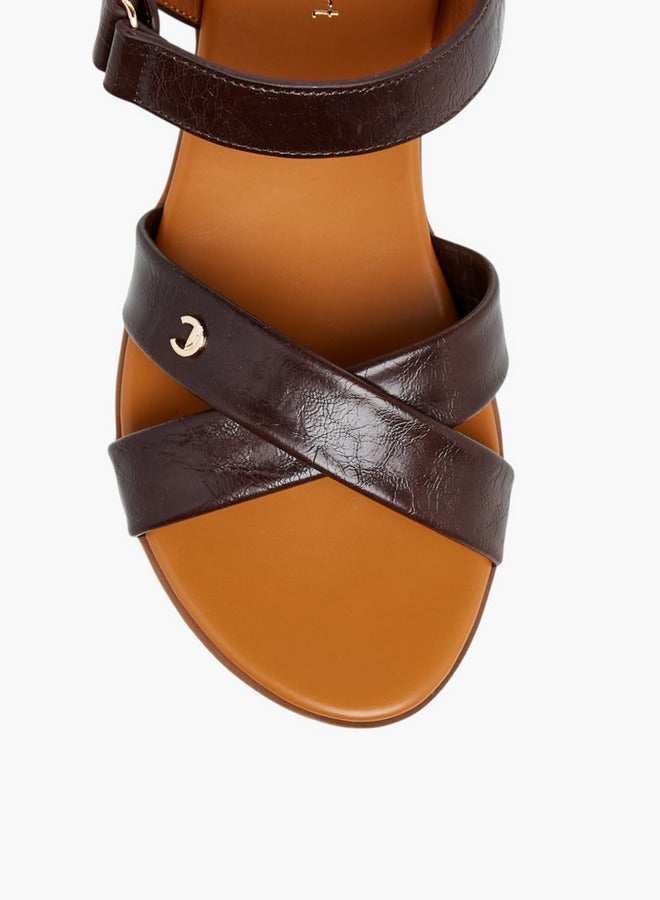 Le Confort Solid Cross Strap Sandals with Hook and Loop Closure - Image 3