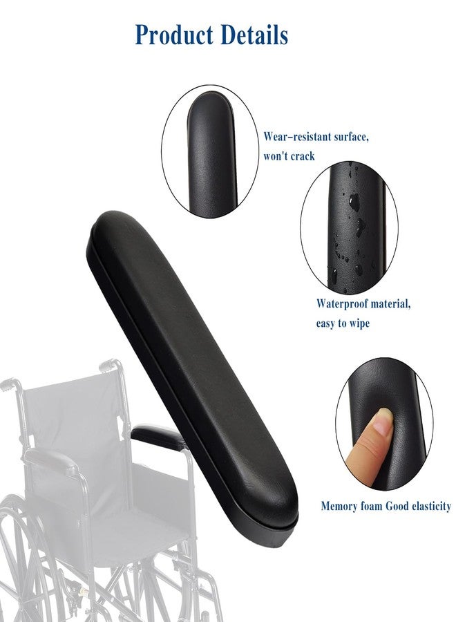 HMZ Full Length Padded Armrest Black 10-1/4" Long wheelchair and transport chair arm cushions, black (1 pair) compatible with all brands(10-1/4") - Image 3