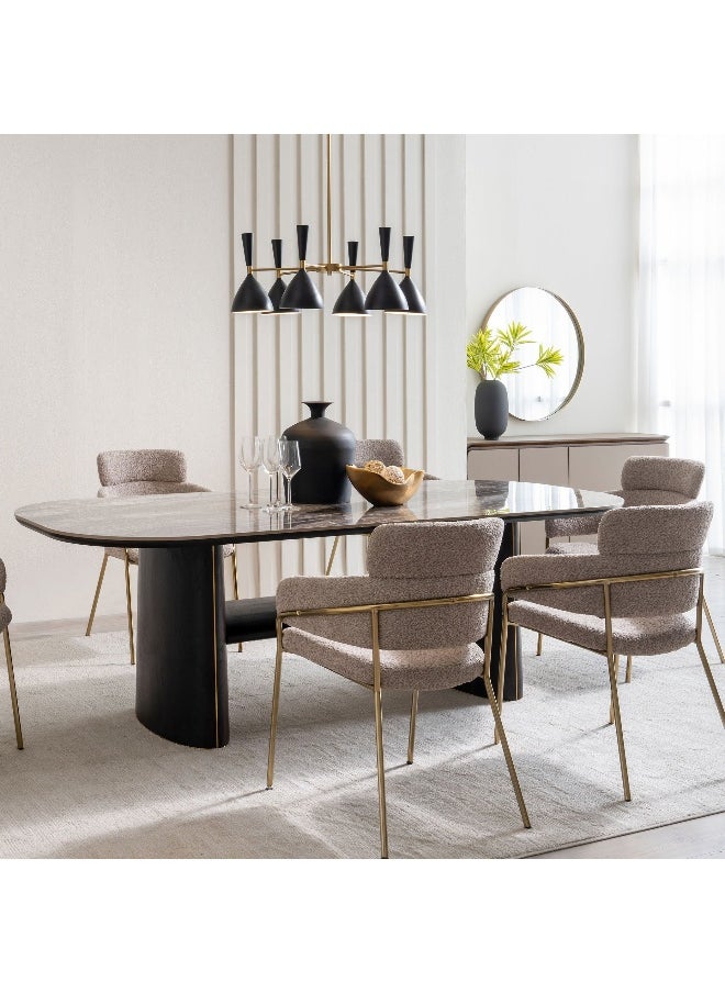 Pan Home Kestan 8 Seater Dining Table Ceramic Top - Grey And Brown  - Image 4