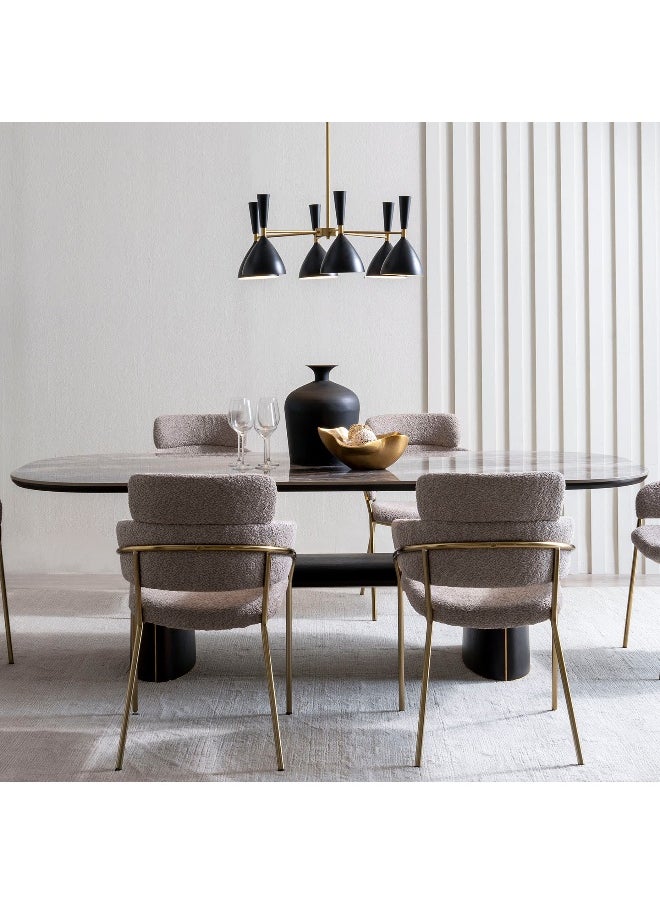 Pan Home Kestan 8 Seater Dining Table Ceramic Top - Grey And Brown  - Image 3