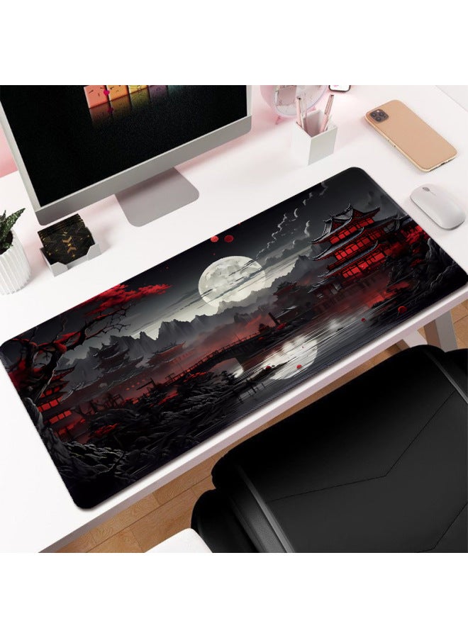 Ink Cherry Blossom Mouse Pad Large Office Desk Pad Dead Life Black And White Series Mouse Pad Rubber Non-slip-Color:300*700*3mm-Pattern:Style 13  - Image 1