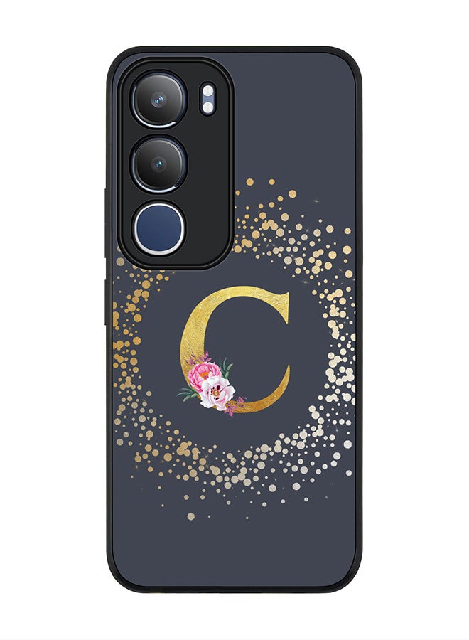 Stylizedd For vivo Y19s / Y19s Pro Case,Slim fit Camera Protection, Shockproof Thin Phone cover  - Custom Monogram Floral - C  (Grey )