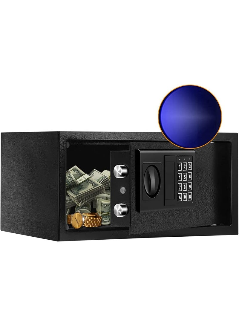 Security Safe - Digital Safe Electronic Steel Lock Box with Keypad to Protect Money, Jewelry, Passports for Home, Business or Travel, Black - Image 1