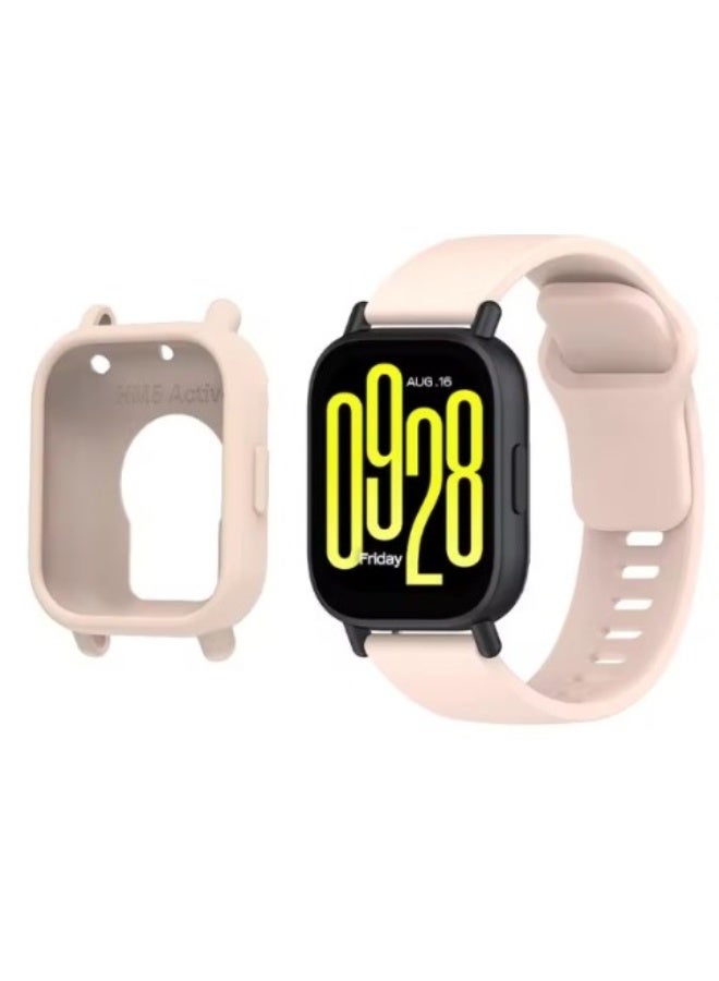 Soft silicone case for Redmi Watch 5 Lite, shockproof screen protector, accessory protective frame pink