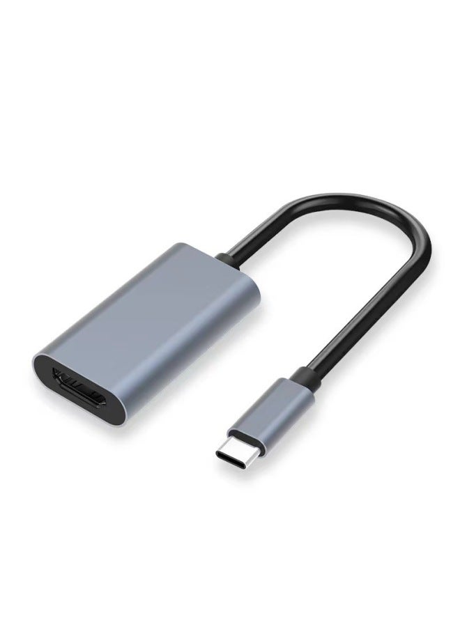 محول من النوع C إلى HDMI كابل من النوع C إلى HDMI للهاتف المحمول والكمبيوتر ومحول شاشة التلفزيون - اللون: النوع C إلى Hdmi (4k30hz) نموذج طباعة رمادي بقشرة من الألومنيوم - Image 5