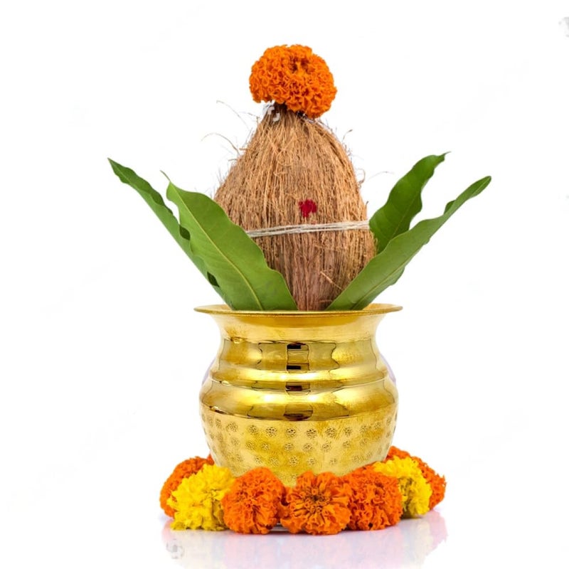 Hashcart Kalash for Puja, Kalasham for Pooja [ Size - Small, Height -9 cms ] Brass Lota for Pooja Pot Wedding Purpose - Brass Vessel Indian, Indian Decor Hashcart Â® - Image 1
