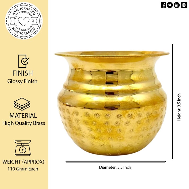 Hashcart Kalash for Puja, Kalasham for Pooja [ Size - Small, Height -9 cms ] Brass Lota for Pooja Pot Wedding Purpose - Brass Vessel Indian, Indian Decor Hashcart Â® - Image 3