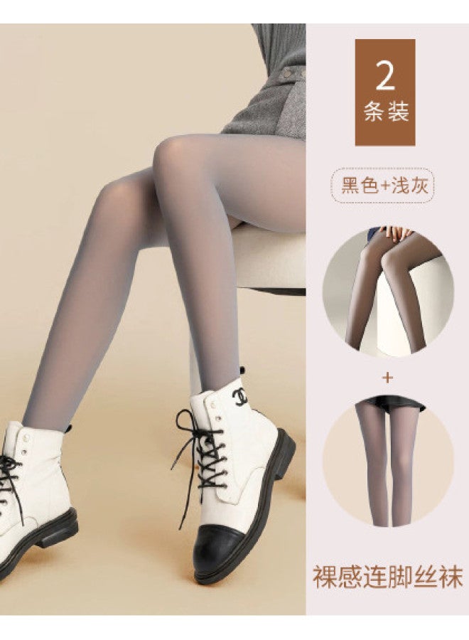 pincai [2-Pack] Women'S Spring Summer Thin Shaping Anti-Slip Footed Pantyhose Nude Invisible Skin-Tone Seamless Leggings - Image 1