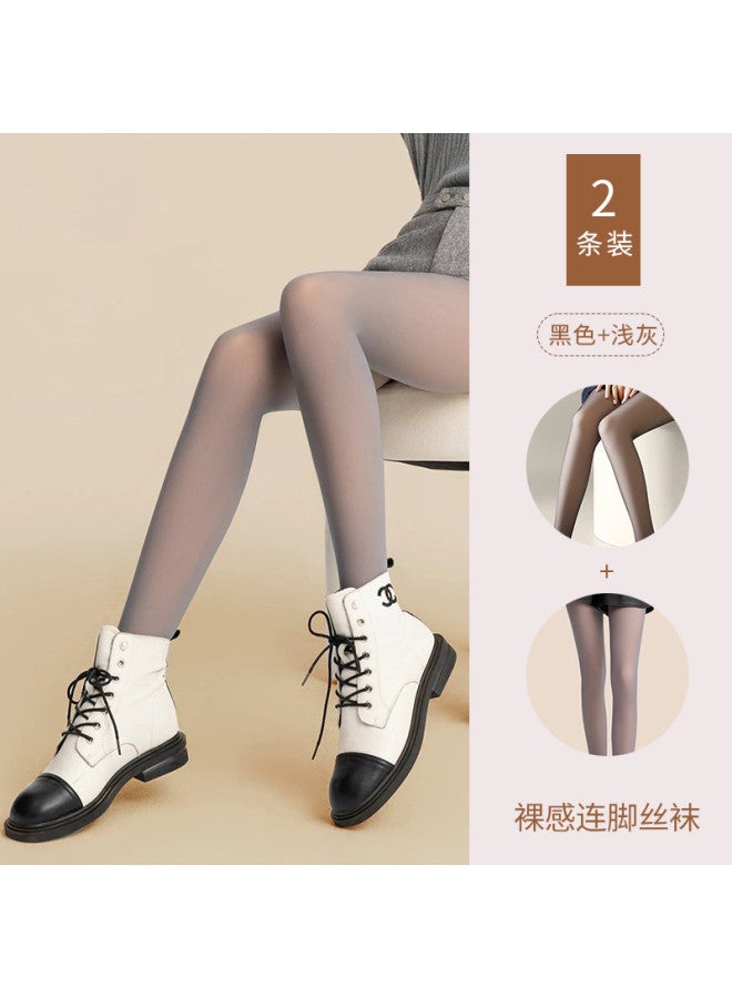pincai [2-Pack] Women'S Spring Summer Thin Shaping Anti-Slip Footed Pantyhose Nude Invisible Skin-Tone Seamless Leggings - Image 2