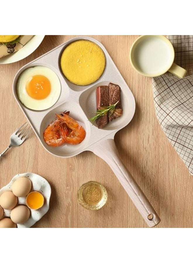 4-Cup Egg and Omelet Pan – Non-stick surface, suitable for induction and gas stoves, features separate compartments, ideal for pancakes and breakfast meals, easy to clean. - Image 4