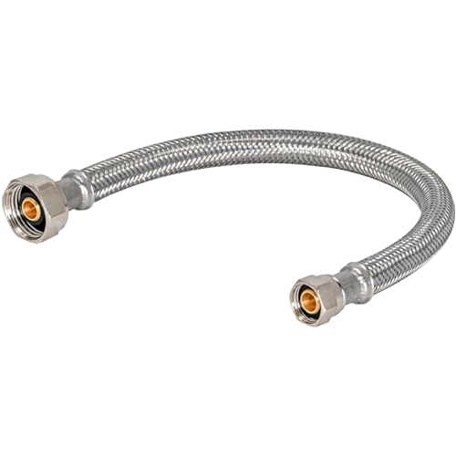 Eastman 20 inch Steel-Flex Braided Faucet Connector, 1/2 Inch FIP x 3/8 Inch Compression, Stainless Steel Faucet Supply Line, 48005N - Image 1