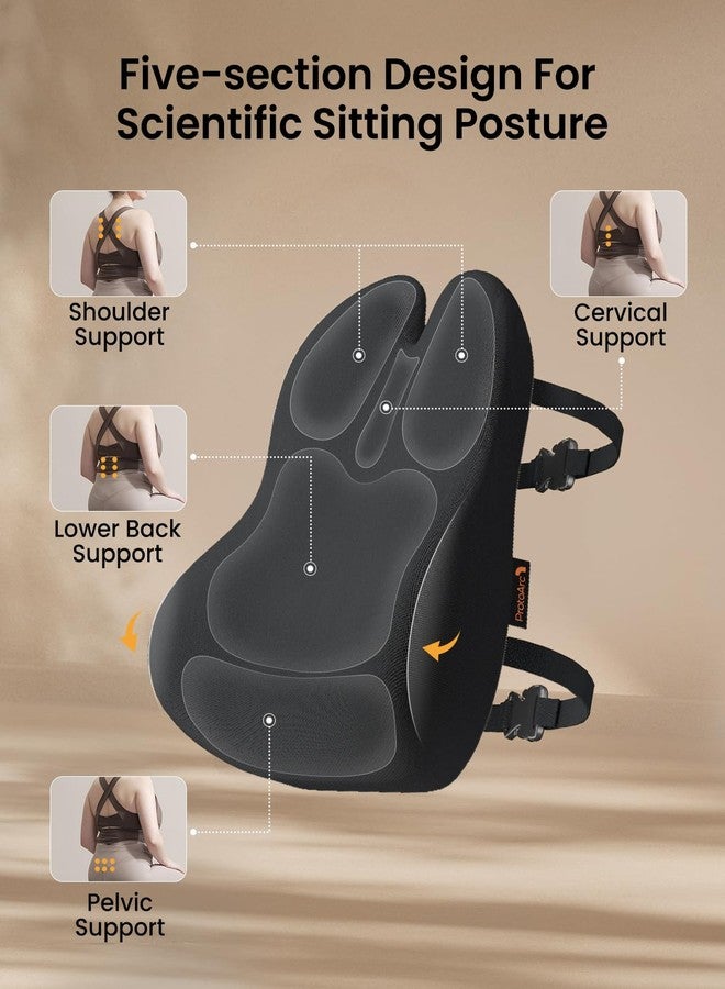 ProtoArc وسادة دعم أسفل الظهر من بروتو آرك لكرسي المكتب، وسادة دعم للظهر من إسفنج الذاكرة للجزء السفلي من الظهر، وسادة أسفل الظهر لكرسي المكتب، مسند ظهر مريح للكرسي والسيارة والمنزل - لون أسود - Image 4