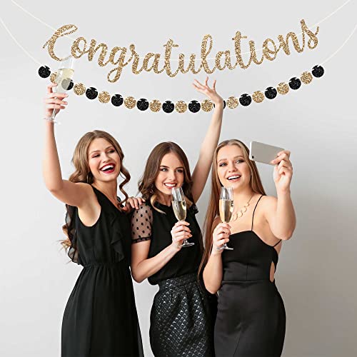 Perfect Occasion Pre-strung Congratulations Banner - No DIY - Gold Glitter Congratulation Banner - Pre-strung Garland on 6 ft Strand - Graduation, Wedding, Retirement Party Decorations & Decor. Did We Mention No DIY - Image 2