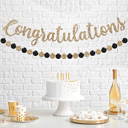 Perfect Occasion Pre-strung Congratulations Banner - No DIY - Gold Glitter Congratulation Banner - Pre-strung Garland on 6 ft Strand - Graduation, Wedding, Retirement Party Decorations & Decor. Did We Mention No DIY - Image 4
