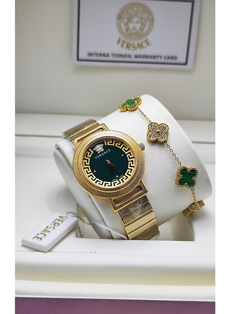 Versace women's stainless steel watch with a premium bracelet