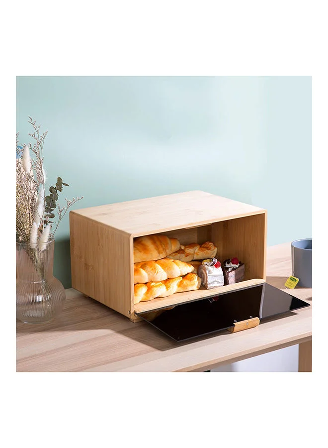 DANUBE HOME Aaron Bamboo Bread Bin With Acrylic Door Natural Bamboo And Acrylic Plastic Simple Food Container Modern Houseware Storage L 36x25.5 X H 19.8cm