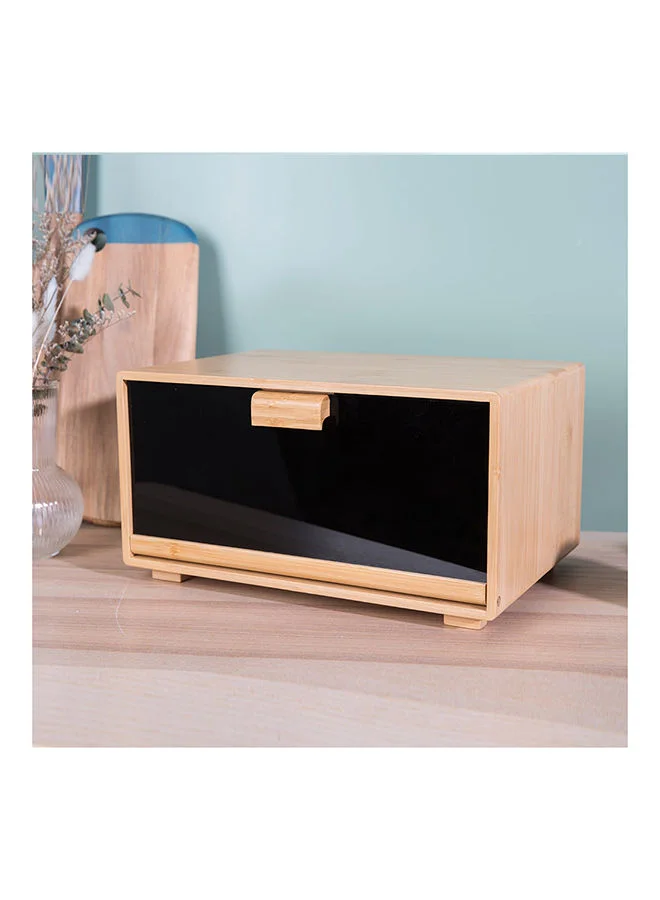 DANUBE HOME Aaron Bamboo Bread Bin With Acrylic Door Natural Bamboo And Acrylic Plastic Simple Food Container Modern Houseware Storage L 36x25.5 X H 19.8cm