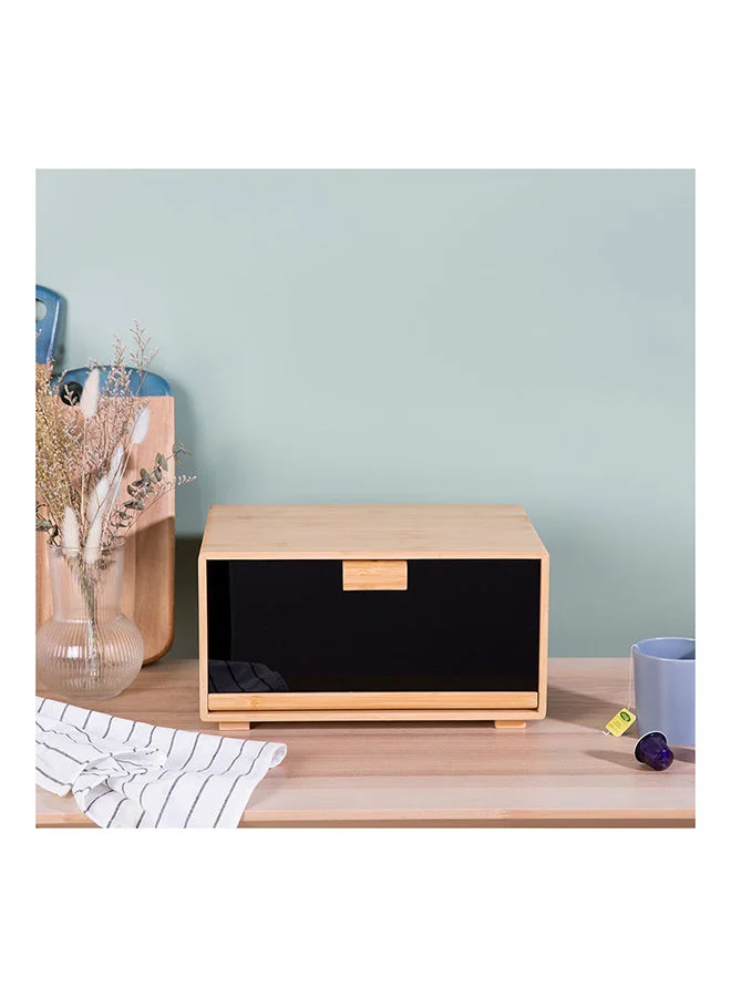 DANUBE HOME Aaron Bamboo Bread Bin With Acrylic Door Natural Bamboo And Acrylic Plastic Simple Food Container Modern Houseware Storage L 36x25.5 X H 19.8cm