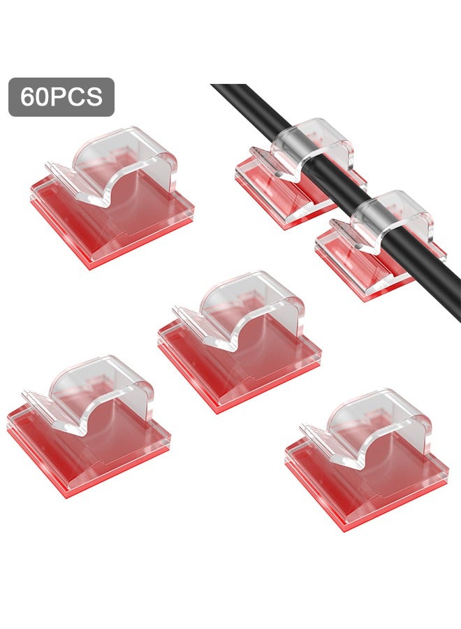 مشابك كبلات من فئة 60 بكس، مشابك أسلاك خارجية خالية من الثقوب، كلابات كبلات لاصقة، حامل منظم أسلاك المكتب، إدارة كبلات حائط، أضواء عيد الميلاد، أضواء خرافية، زخارف معلقة (واضحة) - Image 1